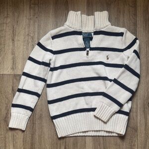 Polo by Ralph Lauren Boys Cream and Black Zip-Up Sweater